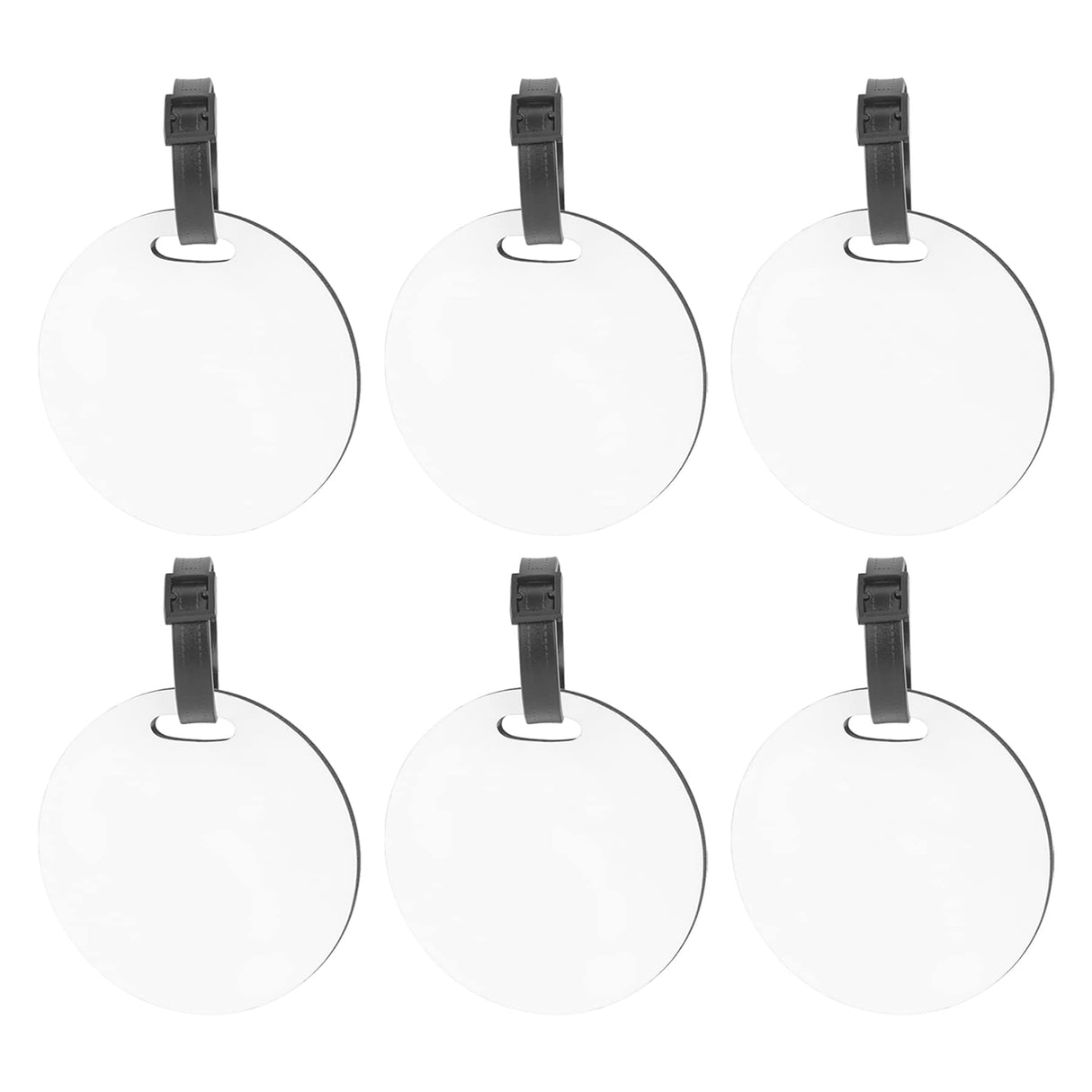 Framendino, 10 Pack Sublimation Blanks Round Luggage Tags with Strap MDF Heat Transfer Double Sided DIY Framendino