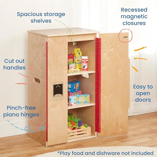 ECR4Kids Play Kitchen Refrigerator, Wooden Playset, Natural - WoodArtSupply