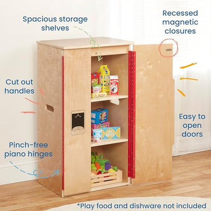 ECR4Kids Play Kitchen Refrigerator, Wooden Playset, Natural - WoodArtSupply