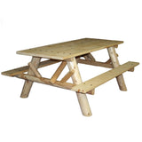 Lakeland Mills CFU232 Cedar Log 6-Foot Picnic Table with Attached Benches, Natural Lakeland Mills
