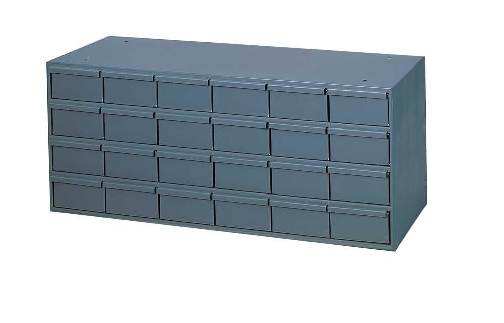 Durham 007-95 Gray Cold Rolled Steel Storage Cabinet, 33-3/4" Width x 14-3/8" Height x 11-5/8" Depth, 24 Drawer Durham