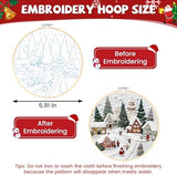 Christmas Embroidery Kit DIY Hand Embroidery Starter Cross Stitch Kits, Christmas Ornaments Embroidery with Stamped Pattern,Cotton,Threads,Needles,Instructions for Adults Beginners (Wreath)