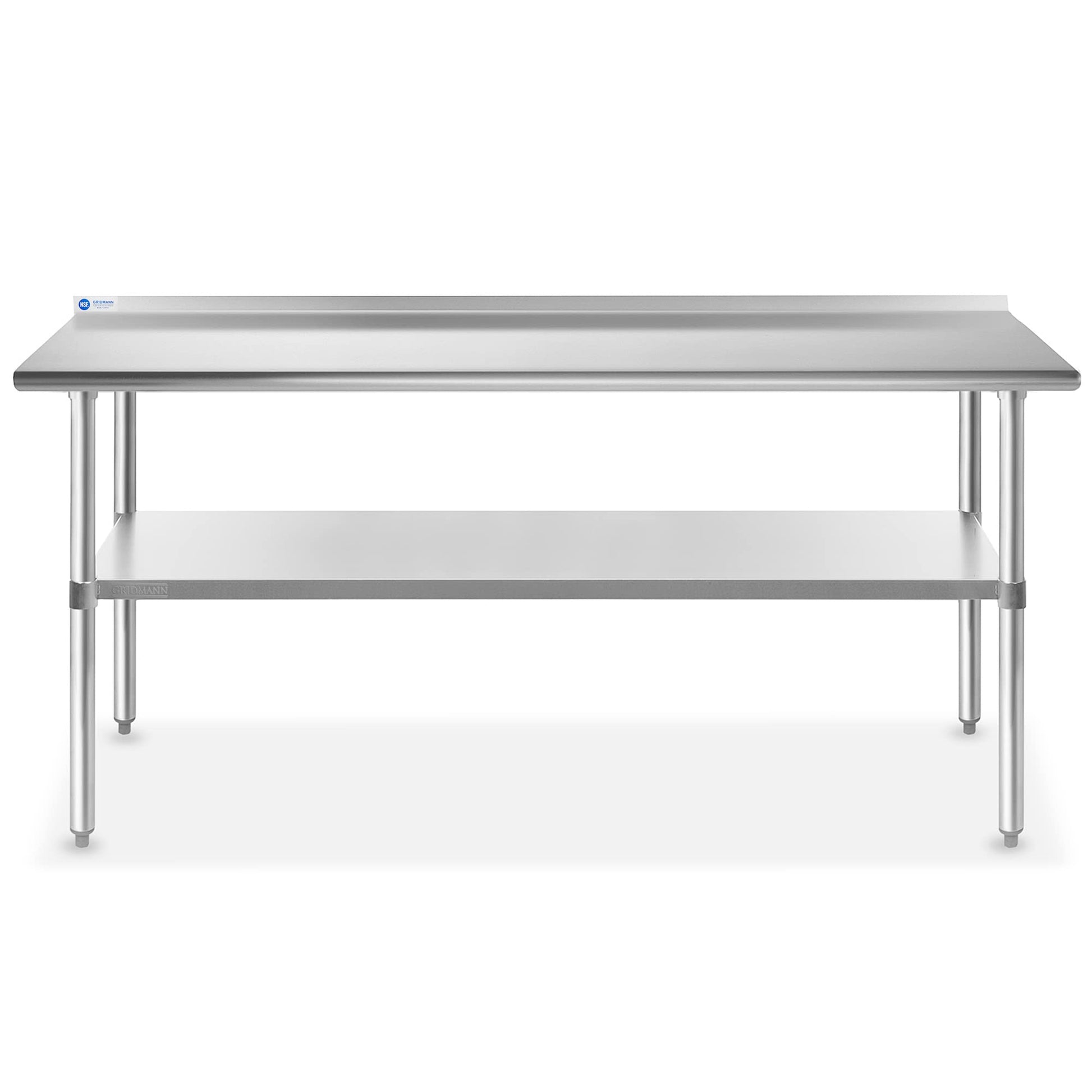 GRIDMANN Stainless Steel Kitchen Prep Table 72 x 24 Inches with Backsplash & Under Shelf, NSF Commercial Work Table for Restaurant and Home - WoodArtSupply