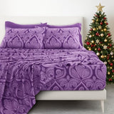 Ultra Soft Wrinkle-Free Microfiber Paisley King Sheet Set, Breathable Boho Bed Sheet Set – 16" Deep Pocket Fitted Sheet, Flat Sheet & 4 Pillowcases, Juegos de Sábanas, OEKO-TEX - Purple LDC LUX DECOR COLLECTION