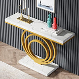 LITTLE TREE 41-Inch Modern Console Table, Gold Entryway Table for Living Room, Hallway, Entry, Gold + White LITTLE TREE