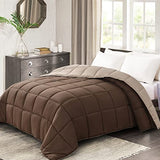Homelike Moment Comforters Queen Size - Brown Duvet Insert Down Alternative Bed Queen Comforter, Lightweight Bedding Comforters Full Size Quilted Soft All Season Reversible Chocolate Brown/Beige Homelike Moment