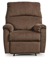 Signature Design by Ashley Nerviano Contemporary Wall Hugger Recliner with Pillow-Top Armrest, Dark Brown