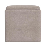 HomePop Home Decor Storage Ottoman with Tray Top|Upholstered Modern Square Storage Ottoman with Storage for Living Room & Bedroom, Light Brown Woven HomePop