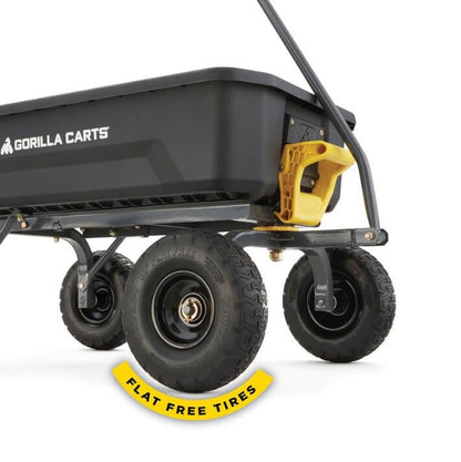 Gorilla Carts 4GCG-NF Poly Dump Cart, 600-Pound Capacity with No-Flat Tires, 4 Cubic Feet, Amazon Exclusive