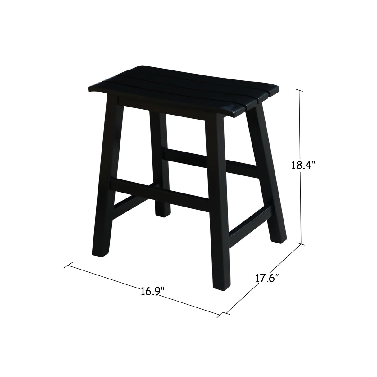 IC International Concepts International Concepts Slat, 18-Inch Seat Height, Black Stool IC International Concepts