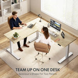 FLEXISPOT L Shaped Standing Desk, 71 x 63 Inch Electric Height Adjustable Corner Desk, Sit Stand Computer Workstation, Preset Controller, Home Office, White Frame with Maple Top FLEXISPOT