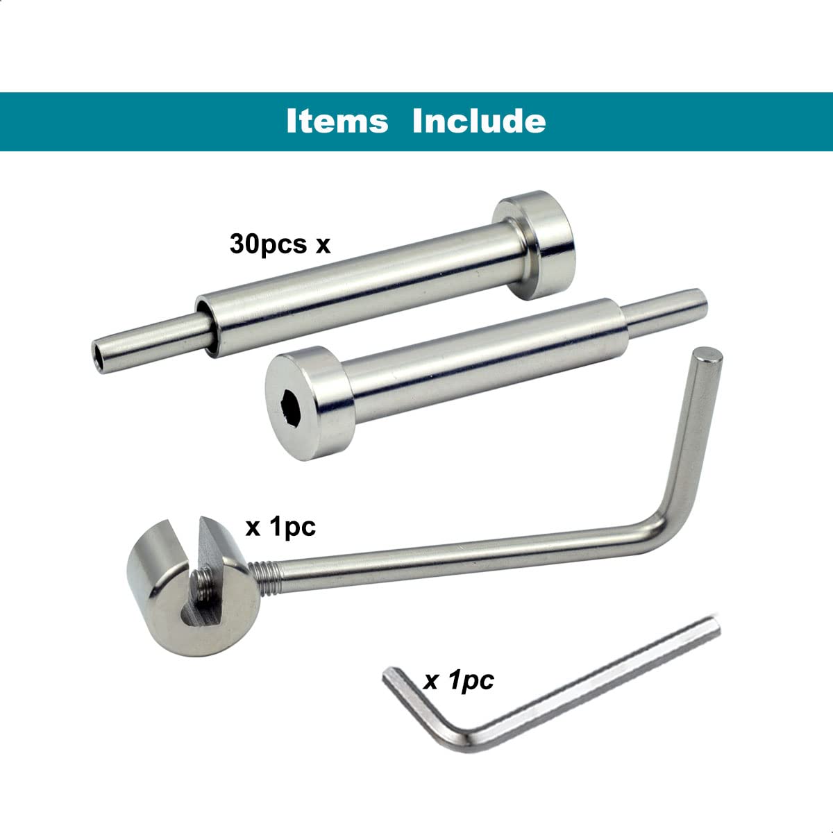 Sowtowe 3/16 Invisible Cable Railing Hardware,30 Pack Invisible Turnbuckle Kit,for Wood & Metal Post Cable Railing System Sowtowe
