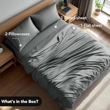 Deconovo Queen Sheet Set–4Piece Brushed Microfiber Bedding with Deep 16 inch Pocket,Soft & Durable Sheets,All‑Around Elastic Fitted,Machine Washable–1 Flat,1 Fitted,2 Pillowcases,Grey Deconovo