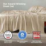 Bedsure King Size Sheet Set, Cooling Sheets King, Rayon Derived from Bamboo, Deep Pocket Up to 16", Breathable & Soft Bed Sheets, Hotel Luxury Silky Bedding Sheets & Pillowcases, Beige Bedsure