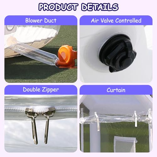 Iuoni 10FT Clear PVC Inflatable Bubble House Dome Tent with Tunnel - Bubble House Dome Inflatable, Ideal for Fun Events and Parties, Durable Inflatable Bubble House, Easy Setup iuoni