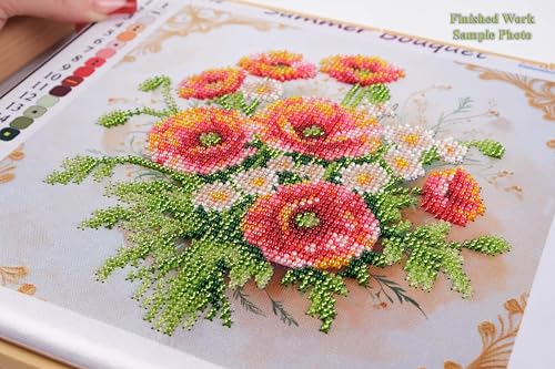 AllAboutEmbroideryUA Bead Embroidery kit Summer Bouquet FL-1112 Floral Beaded Cross Stitch kit