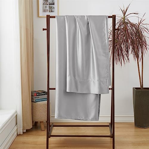 Ersmak Satin Flat Sheet Only, Single Flat Sheet King, Luxury & Ultra Soft Silky Bedding Top Sheet for King Mattress - Grey Ersmak