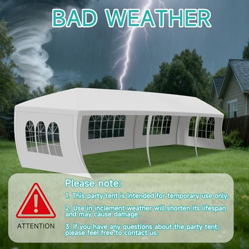10' x 30' White Gazebo Canopy Tent with 5 Removable Sidewalls, Outdoor Patio Gazebo Tent with Transparent Windows, Ideal for Parties, Weddings, Birthdays, Events, Gatherings, Backyard Usnipoya