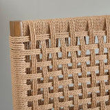 Linon Bennett Natural Folding Chair with Woven Rope Back and Linen Upholstered Seat Set of 2 Linon