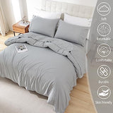 Whitney Home Textile Twin Sheet Set - 3 Piece Bed Sheets for Twin Size Bed, Extra Soft Breathable, Deep Pocket Hotel Luxury Cooling Sheets, Wrinkle Free Oeko-Tex, Grey Whitney Home Textile