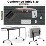 Conference Table, Folding Conference Room Tables, Modern Flip Top Seminar Training Meeting Table with Wheels, Modular Foldable Conference Tables for Home Office Classr (Gray 4 Pack 55.1inch) Ysjndasm