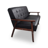 AODAILIHB Modern Wooden Leather 2-Seat Sofa, Sleek Minimalist Loveseat, Sturdy and Long-Lasting Loveseat Sofa Couch, Home Office Furniture (Black) AODAILIHB