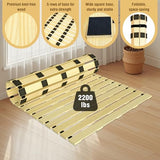 Japanese Tatami Mat Floor Bed, Knotless Solid Wood, Roll-Up Slatted Bed Plate with 2 Storage Straps, Moisture-Proof and Breathable for Floor Sleeping or Futon Mattress, Queen FHNI