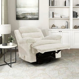Lexicon Swivel Glider Reclining Chair, Textured Microfiber Manual Recliner, Comfy Nursery Glider Recliner, Swivel Reclining Chair for Living Room/Office/Bedroom/Apartment, Beige