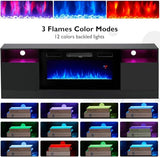 Breezestival Fireplace TV Stand with Two Hinged Doors for TVs UP to 80", Modern Electric Fireplace Entertainment Center with LED Lights & Storage Cabinets, TV Stand for Living Room 70" Black 21007BK Breezestival