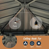 Domi Hardtop Gazebos 12x12FT, Aluminum Metal Gazebo with Galvanized Steel Double Roof Canopy, Curtain and Netting, Permanent Gazebo Pavilion for Patio, Backyard, Deck and Lawn, Grey domi outdoor living