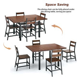 Dining Table Set for 4, Extendable Kitchen Table Set with 4 Chairs, Curved Backrest, Dining Room Table with Solid Metal Frame & MDF Board, for Kitchen Room and Small Spaces, Easy Assembly, Walnut ALEXNUTRE