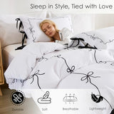 Black White Duvet Cover Set Black Bow Tie Bedding Set Super Soft Breathable Microfiber Bowknot Butterfly Tie Aesthetic Bedding Romantic French Twin Duvet Cover for All Season Chumerry