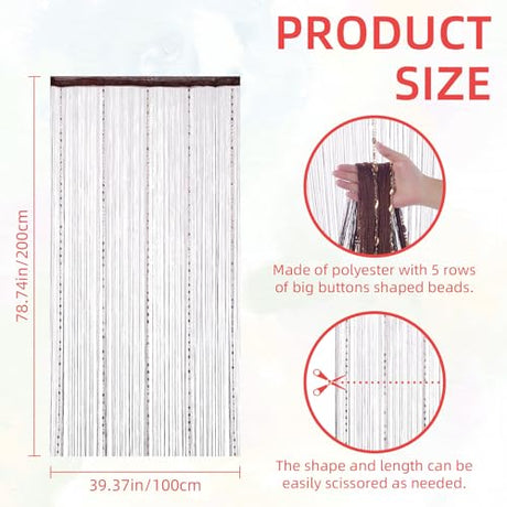 VavoStocks 4 Pack Decorative Beaded Curtains Door String Curtains, Hanging Fringe Room Divider Beads Wall Panel Boho Tassel Screen with 5 Rows Beaded for Doorway Window Wall Closet (39×79in, Coffee) VavoStocks