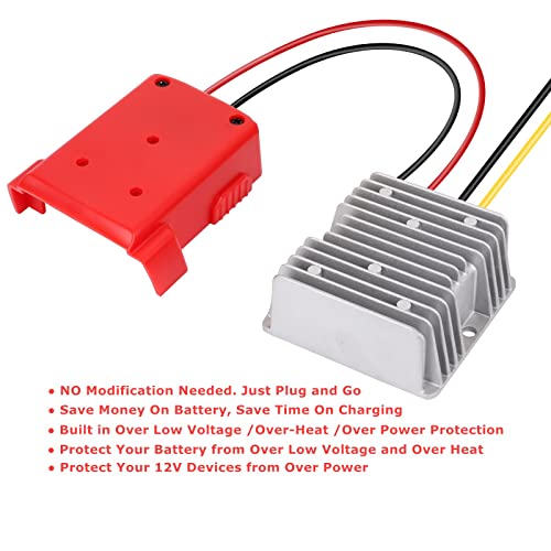 Mellif DC Power Adapter Compatible with Milwaukee 18V Battery, 18V to 12V Step Down Voltage Converter, 180W Inverter Automatic Buck Converter Regulator for Golf Cart Led Strip Light (Tool Only) Mellif