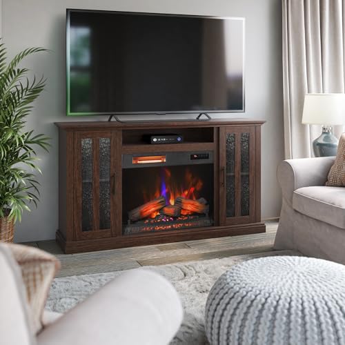 duraflame® Electric Fireplace TV Stand, Farmhouse Media Mantel with Storage, Stromburg Oak Duraflame
