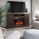 duraflame® Electric Fireplace TV Stand, Farmhouse Media Mantel with Storage, Stromburg Oak Duraflame