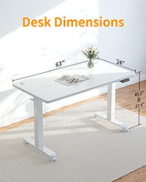CubiCubi Electric Standing Desk, 63 x 24 Inches Height Adjustable Sit Stand Desk, Ergonomic Home Office Computer Workstation, White CubiCubi