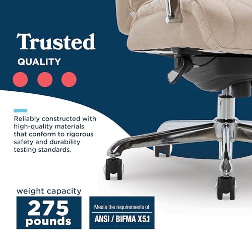 La-Z-Boy Sutherland Ergonomic Fabric Swivel Computer and Desk Chair, Cream (CHR10048D) La-Z-Boy
