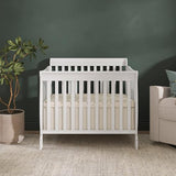Dream On Me Aden 4-in-1 Convertible Mini Baby Crib, GREENGUARD Gold & BSA Certified, Sustainable Pinewood, Non-Toxic Finish, 3 Mattress Heights, Converts to Mini Day & Twin-Size Bed - White