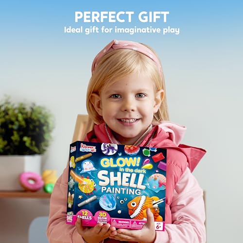 Klever Kits 12 Kids Sea Shell Painting Kit-Glow in The Dark-Arts & Crafts for Boys and Girls Ages 6-12, Art Supplies, Kids Craft Paint Kits, Creative Art Toys for Kids Christmas Birthday Party Gift Klever Kits