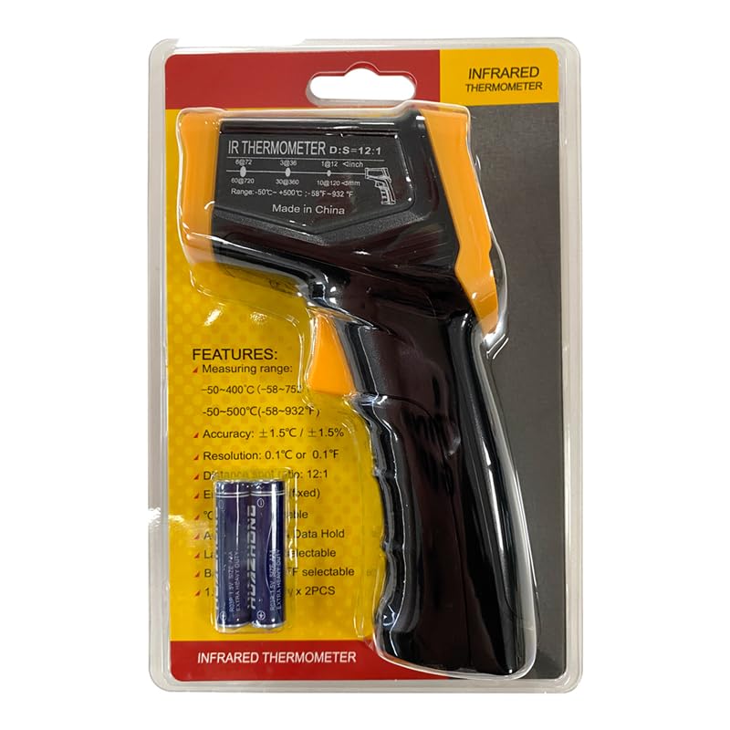 Digital Infrared Thermometer Gun for Cooking,BBQ,Pizza Oven,Ir Thermometer with Backlight,-58℉~932℉(-50℃~500℃) Handheld Non Contact Heat Laser Temperature Gun (Not for Human) Soonkoda