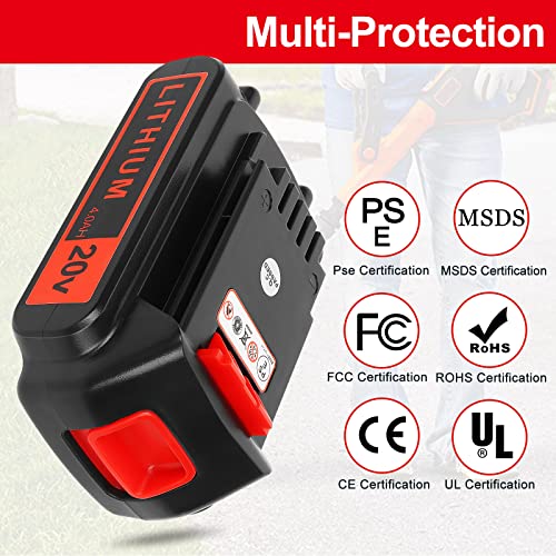 Battery 20v for BLACK+ DECKER Lithium: Batteries 20 Volt Max 4.0 ah Replacement Compatible with Cordless Power Tools XR Li- ion 2 Pack 20volt Drill LBXR20 LBXR2020 LBX20 LBXR2520 LB2X4020 LB2XR20 Akkopower