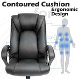 OUTFINE Office Chair Executive Office Chair Desk Chair Computer Chair with 5-Year hydrolysis-Resistant Leather Spring Cushion Ergonomic Support Tilting Function Upholstered in Bonded Leather Black OUTFINE