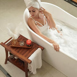 Handcrafted Acacia Wood Toilet Tank Basket Topper & Vanity Tray Set by Demigo Demigo