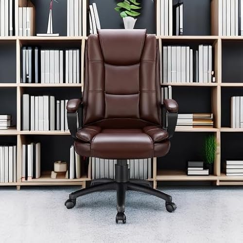 OFIKA Home Office Chair, 400LBS Big and Tall Chair Heavy Duty Design, Ergonomic High Back Cushion Lumbar Back Support, Computer Desk Chair, Adjustable Executive Leather Chair with Armrest OFIKA
