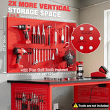 Work Bench, Ferreteriai 47" Heavy Duty Workbench with Power Outlet & USB-C, Exclusive Red Side Battery Holder, Adjustable Height, 2100LB Capacity, Locking Wheels for Garage Workshop Ferreteriai