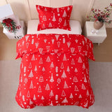JSD Red Christmas Tree Kids Duvet Cover Set Twin Size, 2 Piece Xmas Comforter Cover with Pillow Sham Zipper Closure, Comforter Not Included JSD