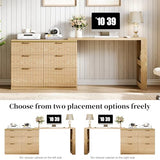 Ieejdn L Shaped Standing Desk,47" Home Office Desks, Executive, Farmhouse Computer Desk with 6 Drawers File Drawer, Rustic Computer Writing, Oak Ieejdn