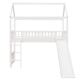 Merax House Loft Bunk Bed Frames with Slide No Box Spring Needed for Teens, Girls or Boys Merax