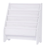 UTEX Kids Bookshelf Storage, Book Shelf for Kids Rooms, 4 Tier Sling Toddler Bookshelf, Magazine Book Rack, Children Book Organizer, White UTEX